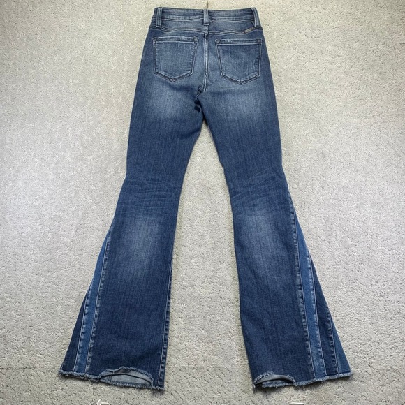 Kancan Jeans Womens High Rise Flare Jeans Blue Denim Frayed Hem Size 27 - Picture 7 of 14